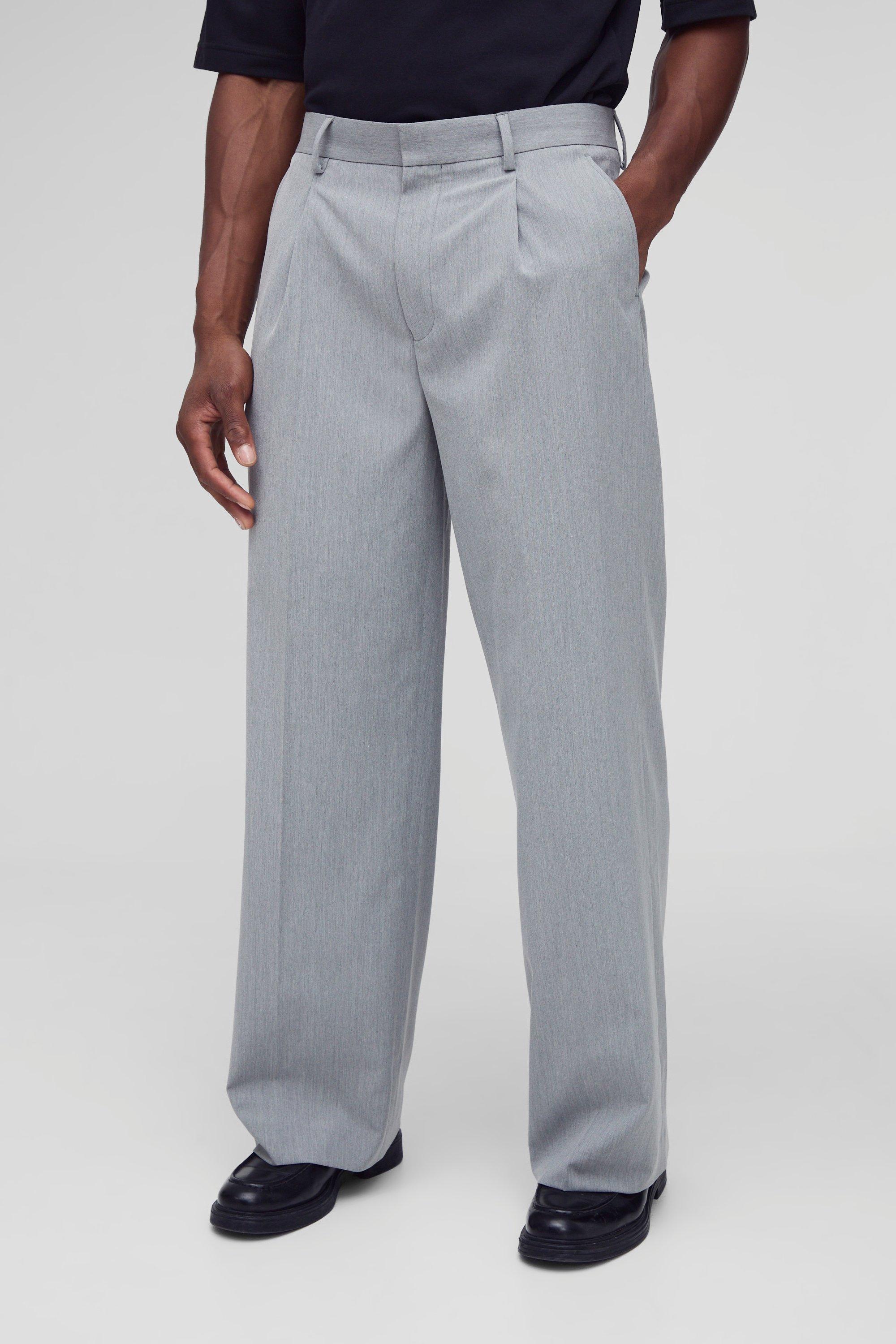 Fixed Waist Pleat Front Wide Tailored Pants | boohooMAN USA product image