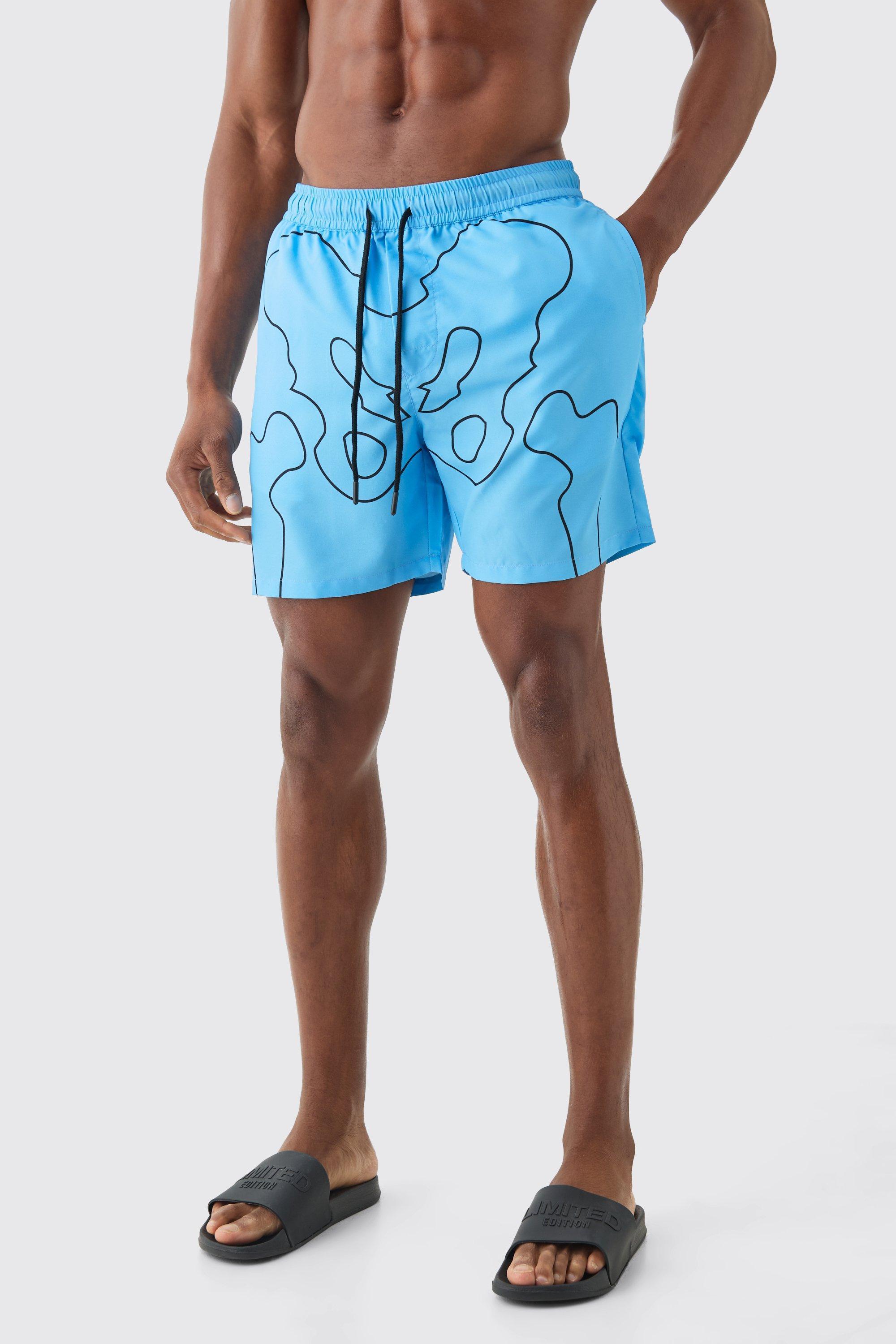 Mid Length Skeleton Swim Short | boohooMAN USA Product Image