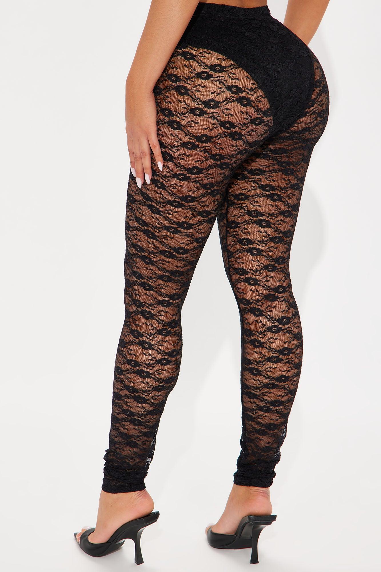 Sneak A Peak Lace Legging - Black Product Image