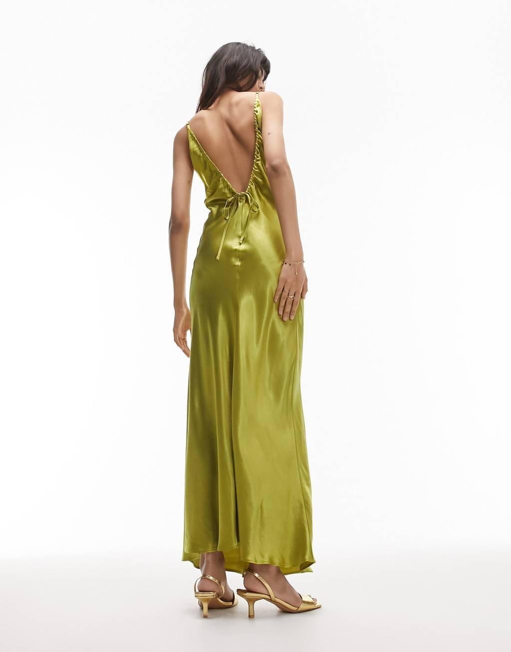 Topshop cami maxi dress in chartreuse Product Image