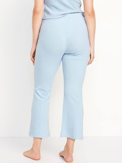 High-Waisted Ribbed Crop Flare Lounge Pants Product Image