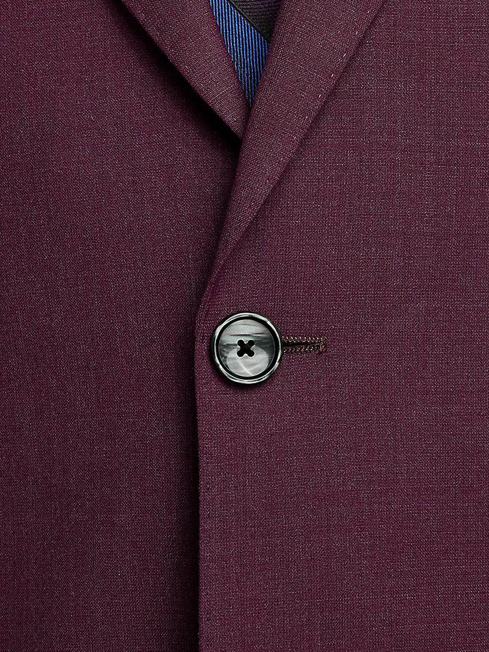 Wool Stretch Bengaline Single Breasted Peak Lapel Suit - Plum Product Image