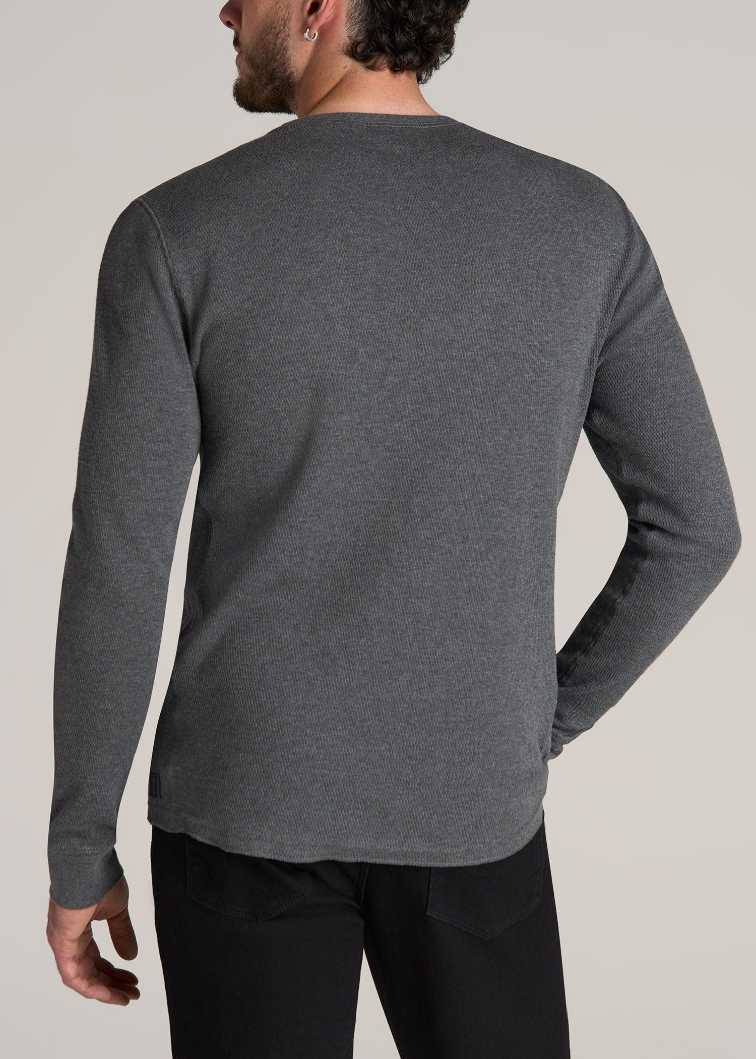 Double Honeycomb Thermal Crewneck Extra-Long Top in Charcoal Mix Male Product Image