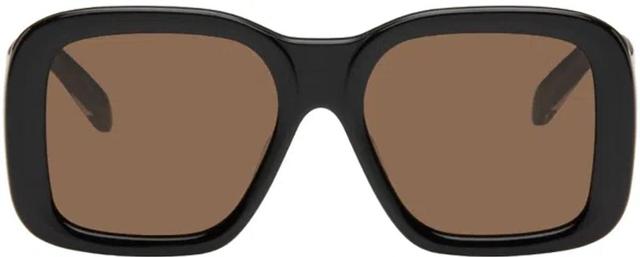 Black Oversized Square Sunglasses In Shiny Black / Brown Product Image