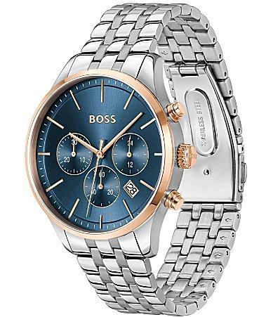 Hugo Boss Mens Avery Quartz Chronograph Blue Dial Stainless Steel Bracelet Watch Product Image