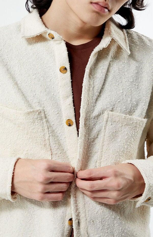 Cream Oversized Wooly Solid Shacket Product Image