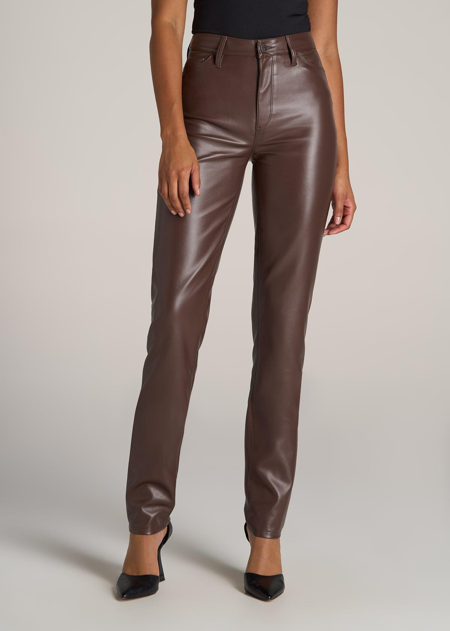 Faux Leather SLIM Pants for Tall Women in Chocolate Female product image