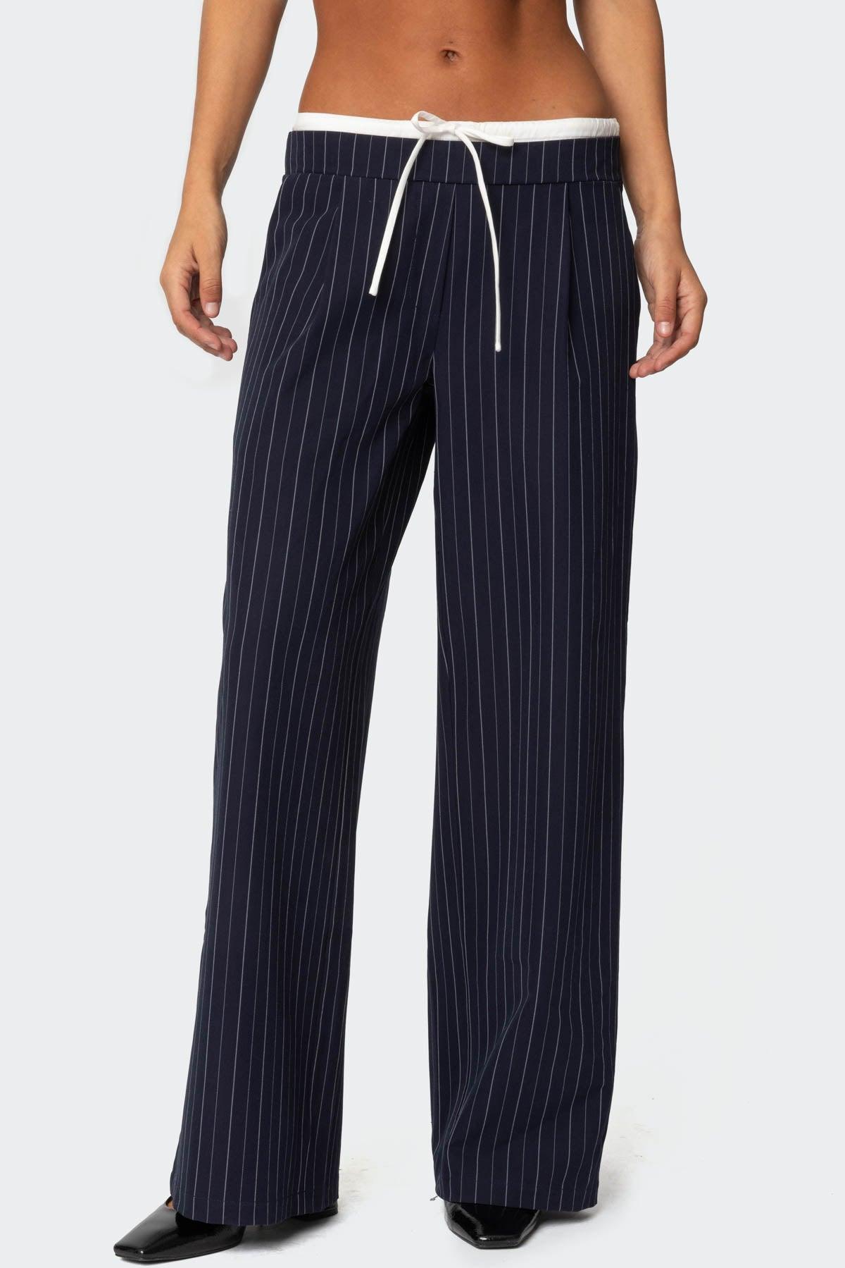 Pinstripe Peekaboo Drawstring Pants Product Image