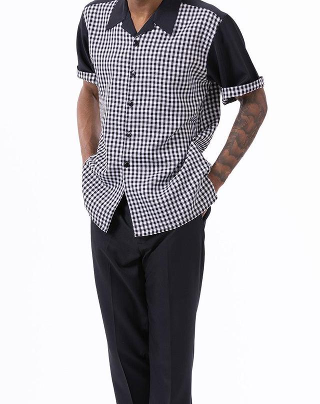 Black Check Walking Suit 2 Piece Short Sleeve Set Product Image