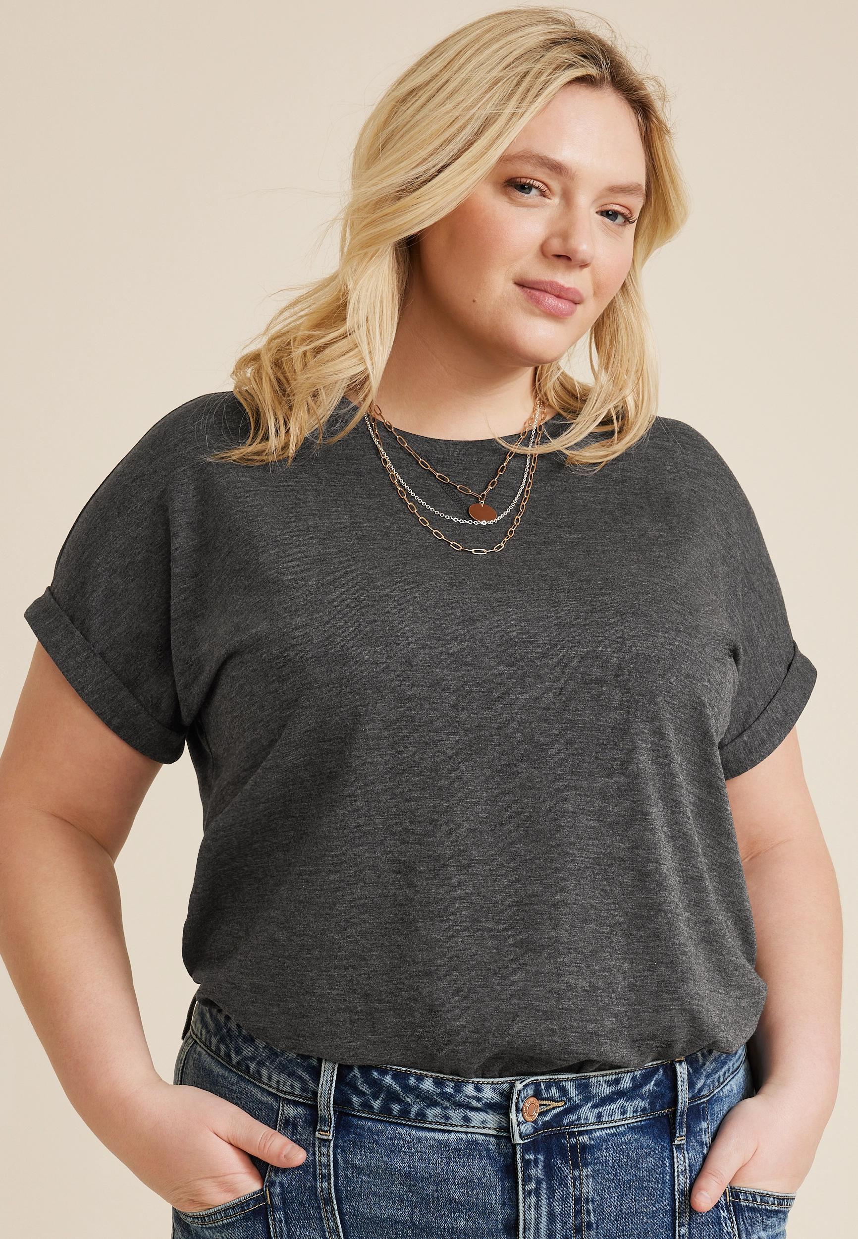 Maurices 3X Plus Size Womens 24/7 Clara Short Sleeve Tee Gray Product Image