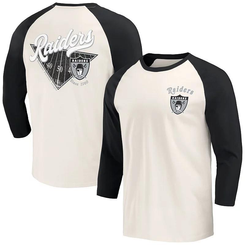 Mens Darius Rucker Collection by Fanatics Black/White Las Vegas Raiders Raglan 3/4 Sleeve T-Shirt Product Image