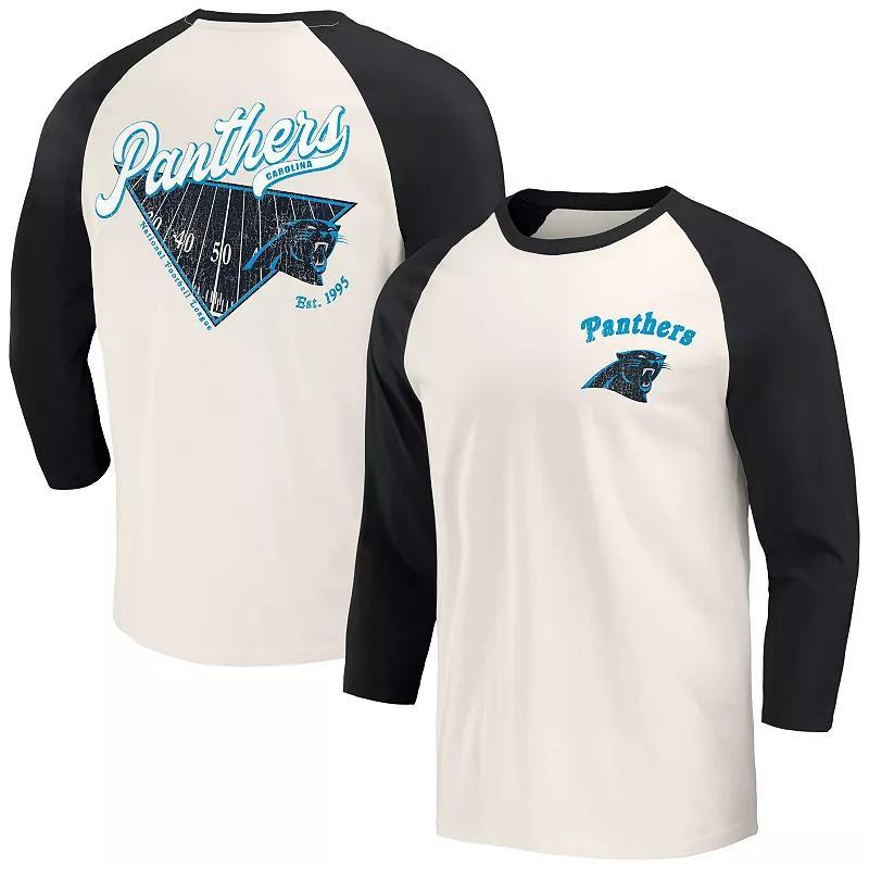 Mens Darius Rucker Collection by Fanatics /White Carolina Panthers Raglan 3/4 Sleeve T-Shirt Product Image