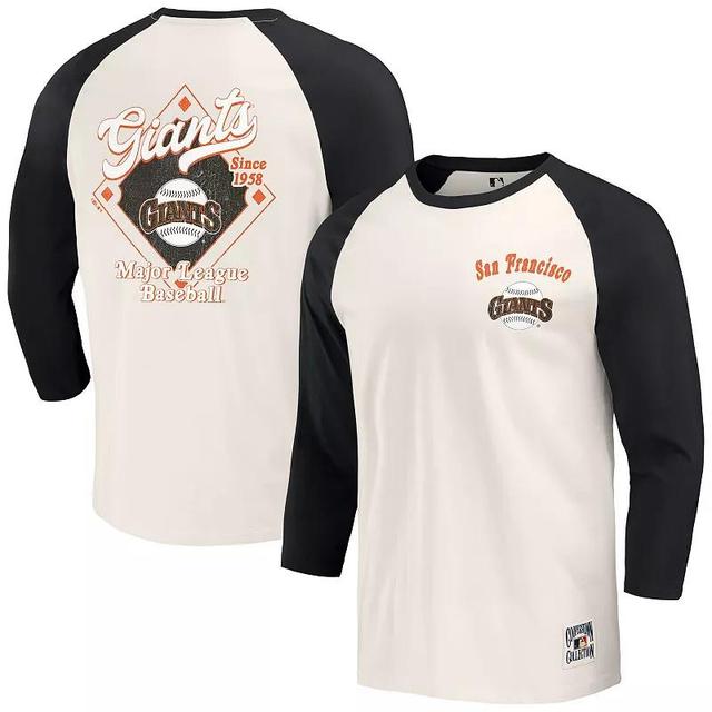 Mens Darius Rucker Collection by Fanatics /White Houston Astros Cooperstown Collection Raglan 3/4-Sleeve T-Shirt Blue Product Image