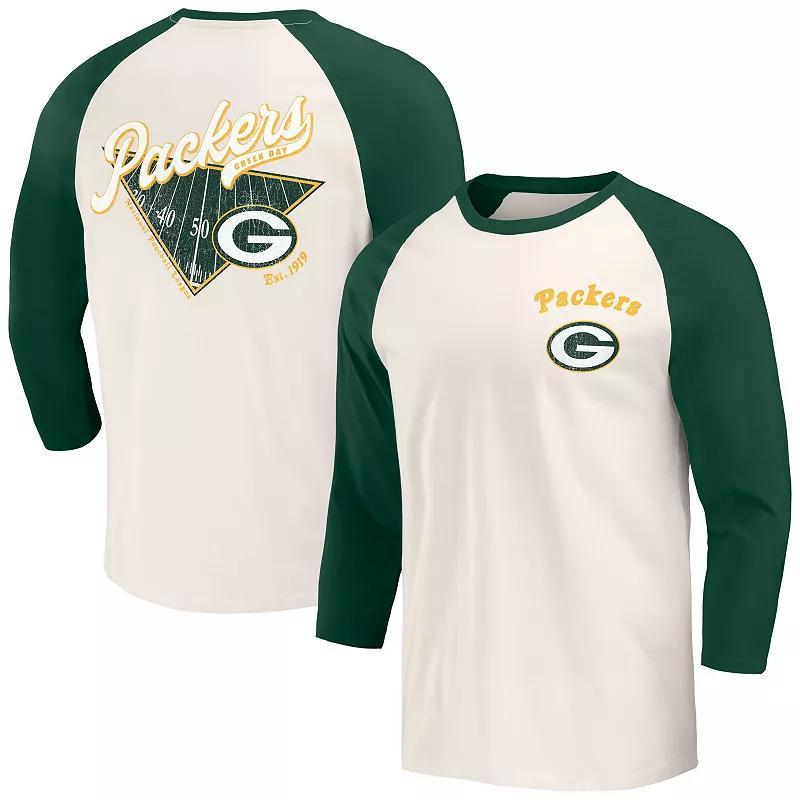 Mens Darius Rucker Collection by Fanatics /White Bay Packers Raglan 3/4 Sleeve T-Shirt Product Image