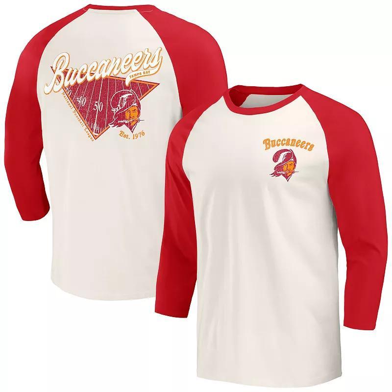 Mens Darius Rucker Collection by Fanatics /White Tampa Bay Buccaneers Raglan 3/4 Sleeve T-Shirt Product Image