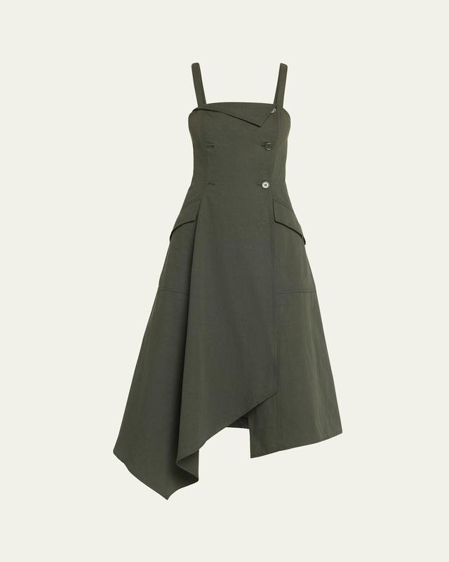 Womens Scarlett Asymmetric Cotton-Blend Midi-Dress Product Image