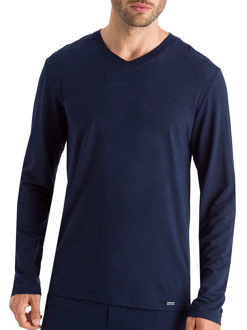 Mens Casuals Long-Sleeve V-Neck T-Shirt Product Image