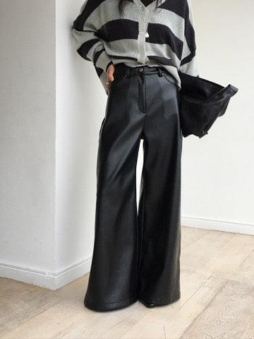 Leather Black Flare Pant Product Image