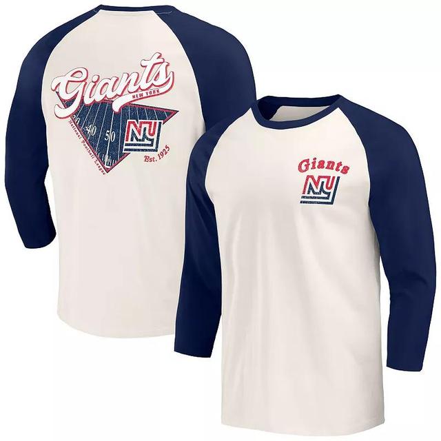 Mens Darius Rucker Collection by Fanatics /White New York Giants Raglan 3/4 Sleeve T-Shirt Blue Product Image