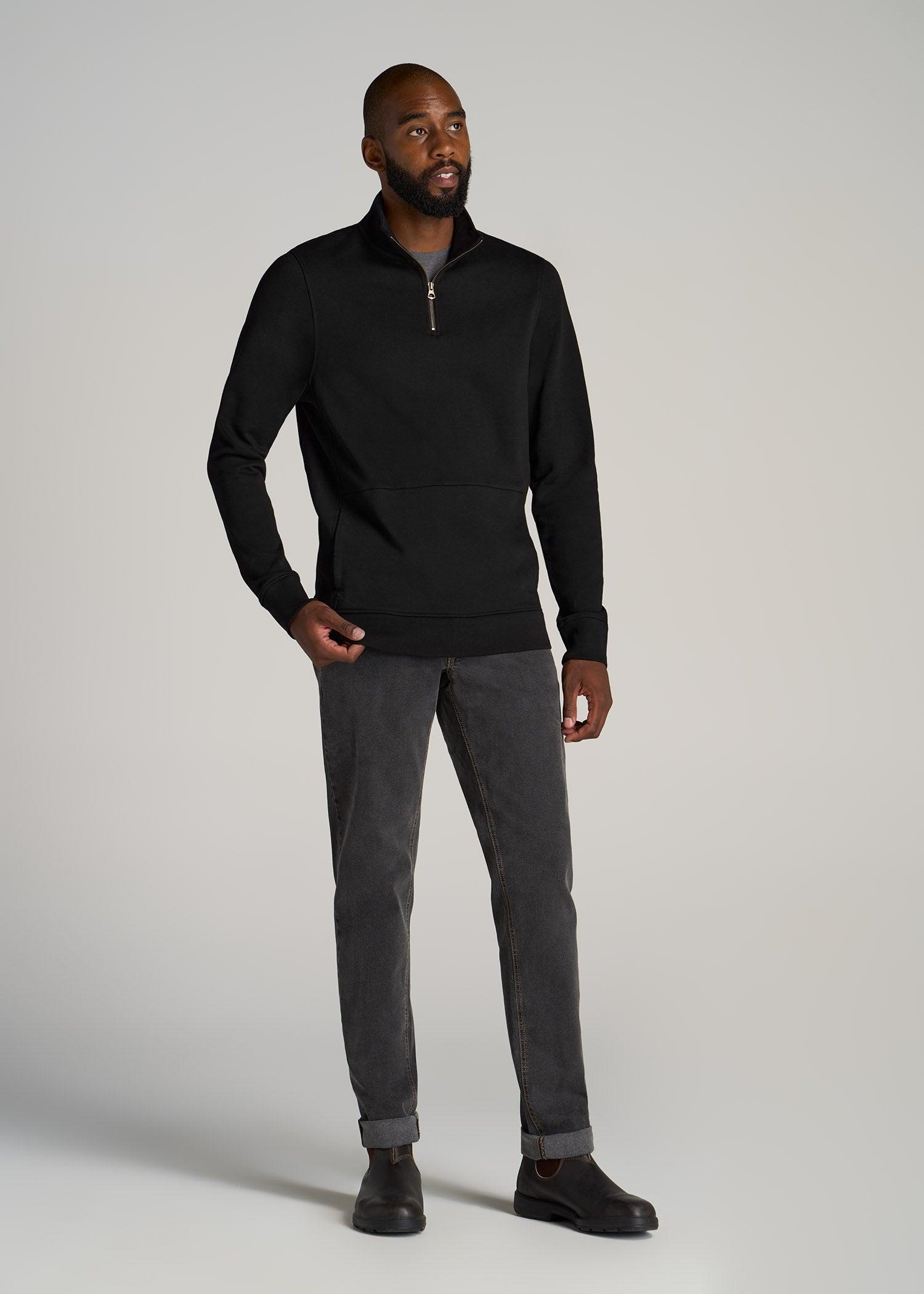 LJ&S Heavyweight Quarter-Zip Men's Tall Pullover in Vintage Black Male Product Image