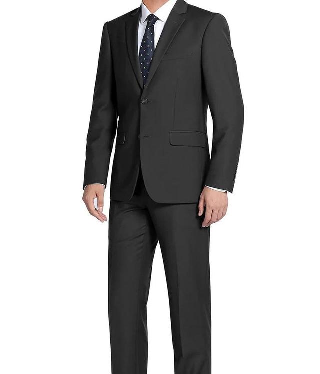 Bevagna Collection - Black 100% Virgin Wool Regular Fit Pick Stitched 2 Piece Suit Product Image