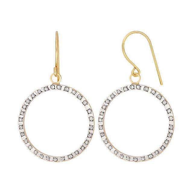 Diamond Fascination 14k Gold Diamond Accent Hoop Drop Earrings, Womens, White Product Image