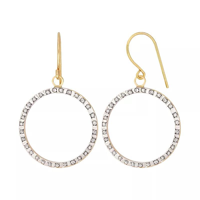 Diamond Fascination 14k Gold Diamond Accent Hoop Drop Earrings, Womens, White Product Image