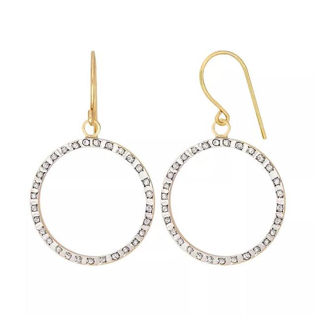 Diamond Fascination 14k Gold Diamond Accent Hoop Drop Earrings, Womens, 14k Yellow Gold Product Image