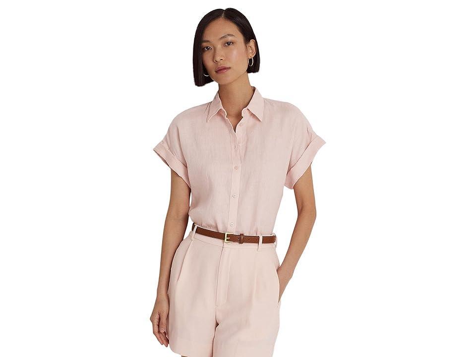 Lauren Ralph Lauren Linen Point Collar Short Dolman Sleeve Shirt Product Image