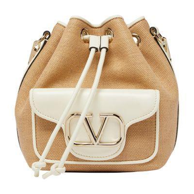 Loco Small Drawstring Bucket Bag In Beige Product Image