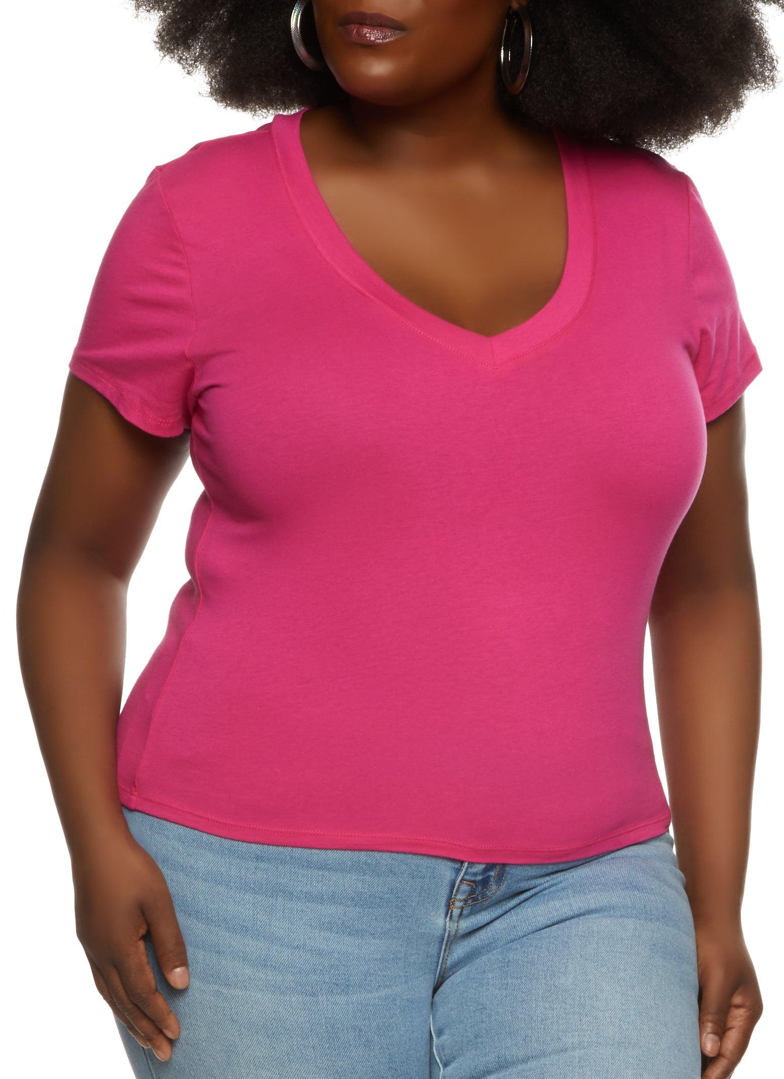 Womens Plus Size V Neck Basic Tee Product Image