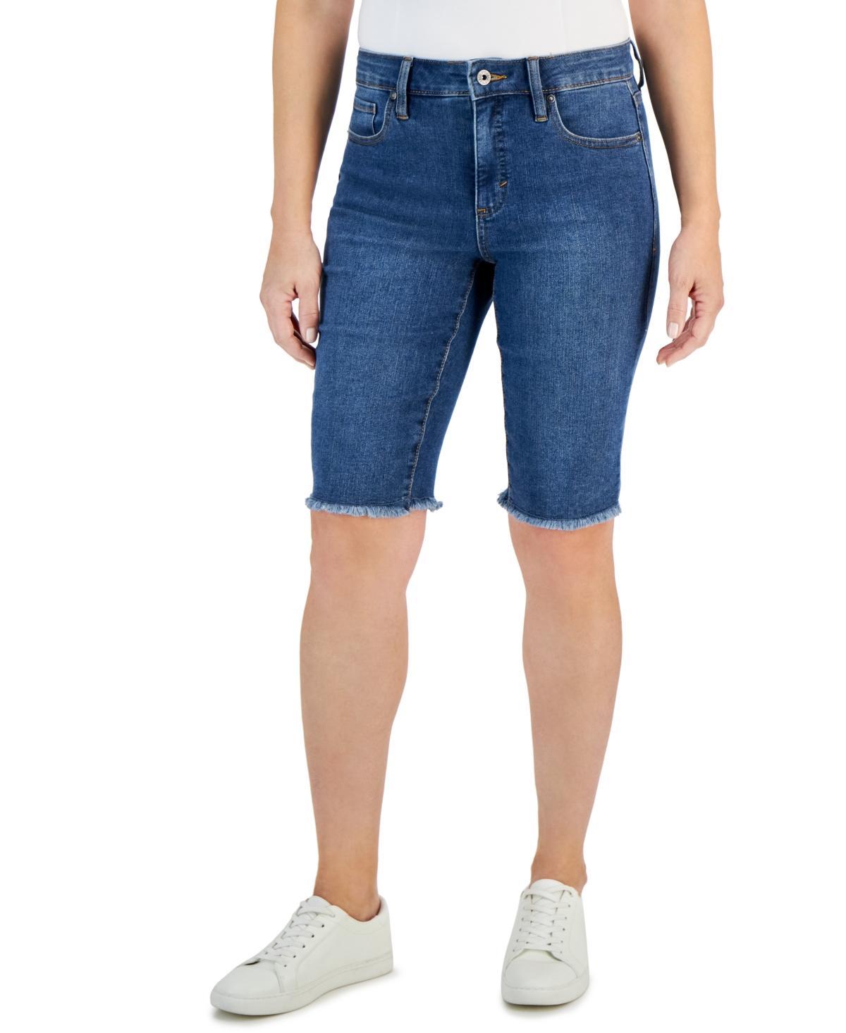 Style & Co Womens Mid-Rise Raw-Edge Bermuda Jean Shorts, Created for Macys Product Image