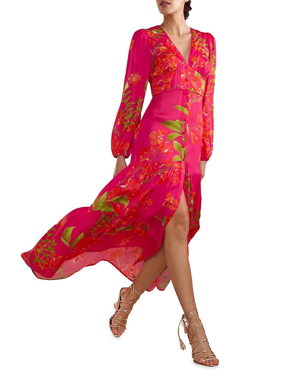 Womens Floral Print Button-Up Maxi Dress Product Image