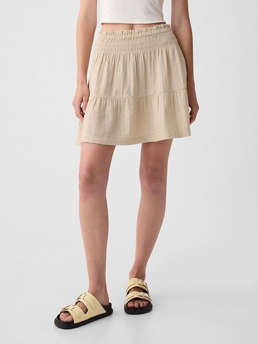 Crinkle Gauze Tiered Mini Skirt Product Image