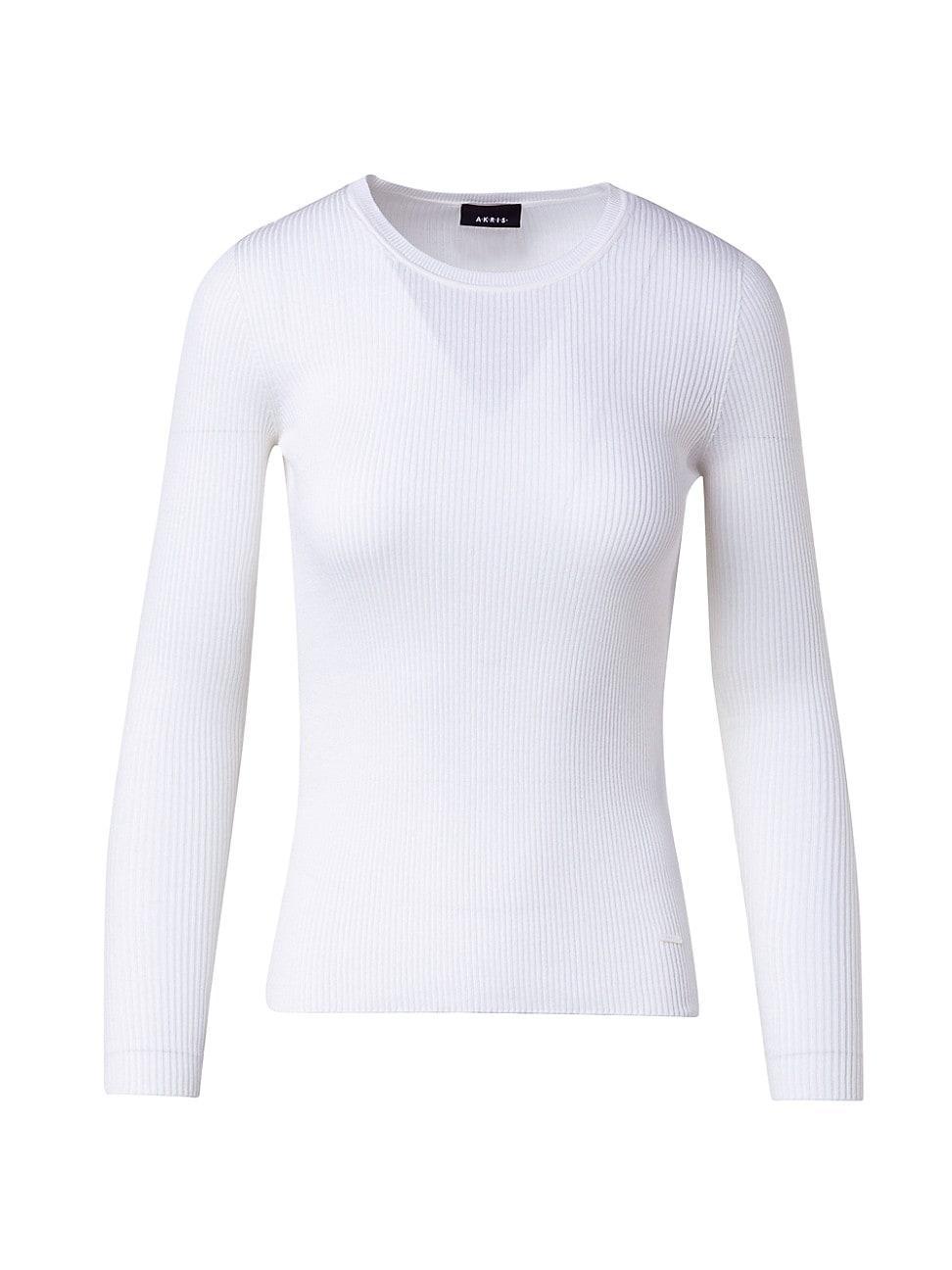 Silk Cotton Seamless Rib Fitted Sweater Product Image