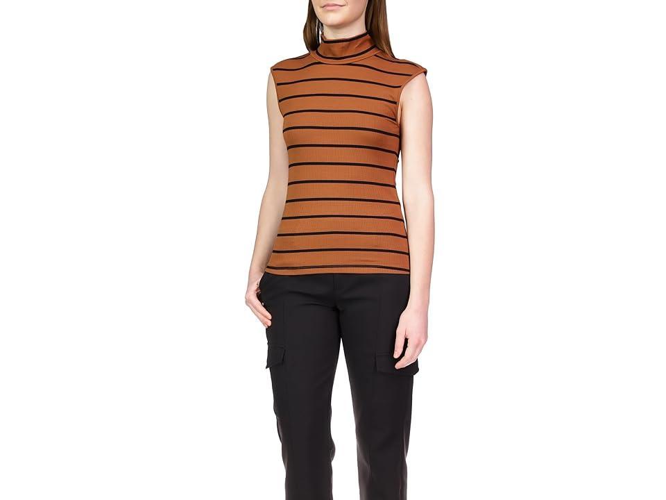 Sanctuary Essential Mock 2.0 (Caramel Cafe/Black Stripe) Women's Clothing Product Image