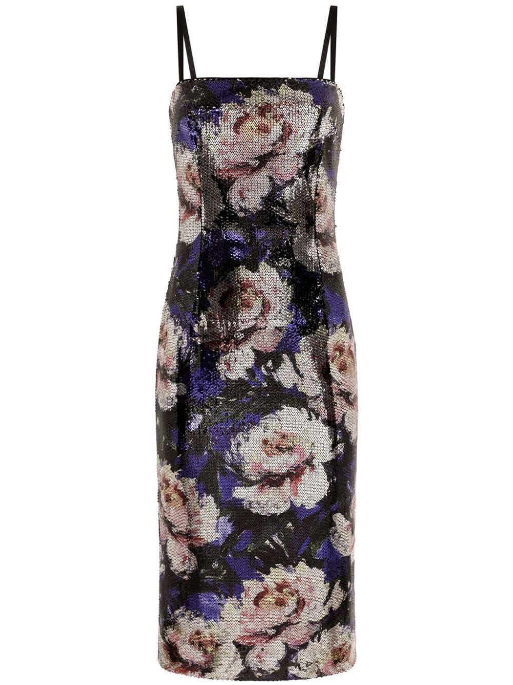 Sequin-embellished Sleeveless Midi Dress In Purple Product Image