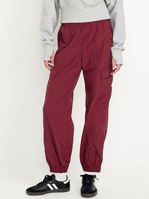 High-Waisted Ankle-Zip Cargo Joggers Product Image