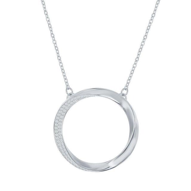 Sterling Silver Cubic Zirconia Circle Pendant, Womens Product Image