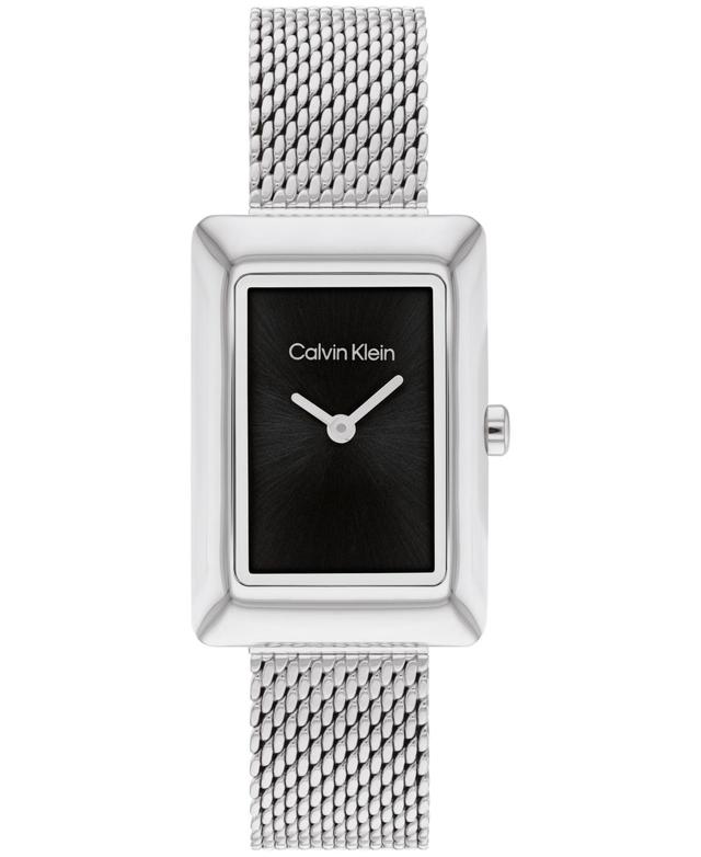 Calvin Klein Womens Two Hand Silver Stainless Steel Mesh Bracelet Watch 22.5mm Product Image