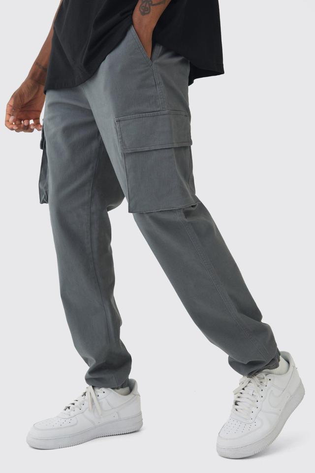 Tall Slim Fit Elasticated Waist Cuffed Cargo Trousers | boohooMAN USA Product Image