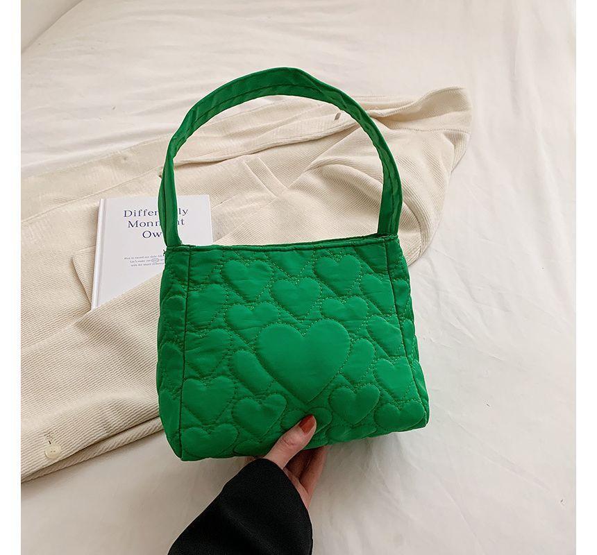 Plain Heart Quilted Shoulder Bag Product Image