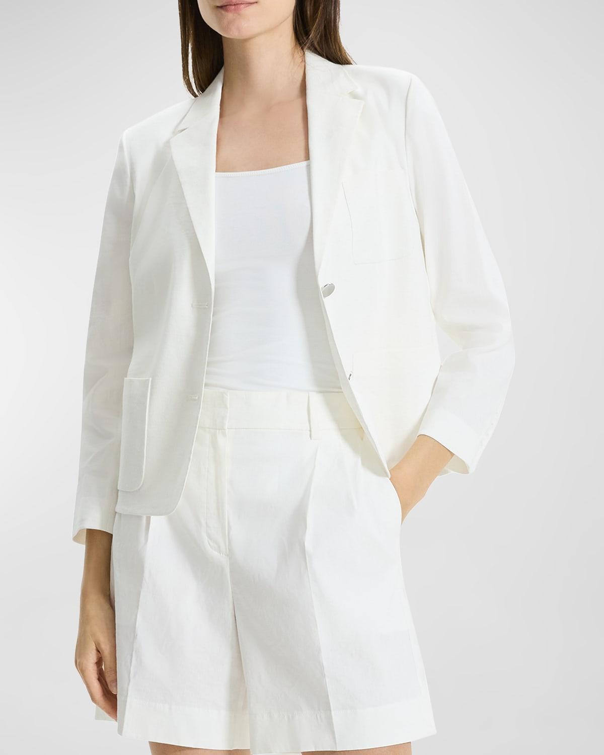 Womens Linen-Blend Shrunken Blazer Product Image