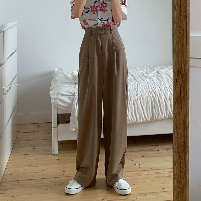 High-Waist Wide-Leg Dress Pants Product Image