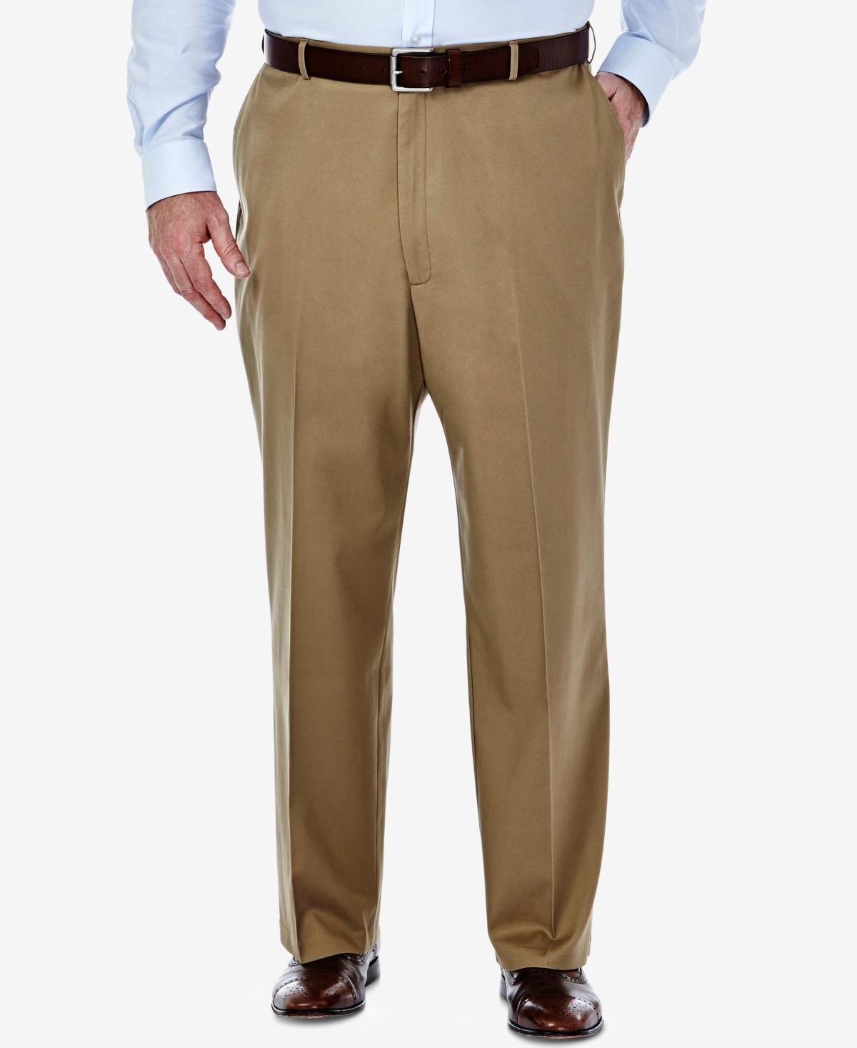 Big & Tall Haggar Premium Stretch No-Iron Khaki Flat-Front Pants, Mens Brown Product Image