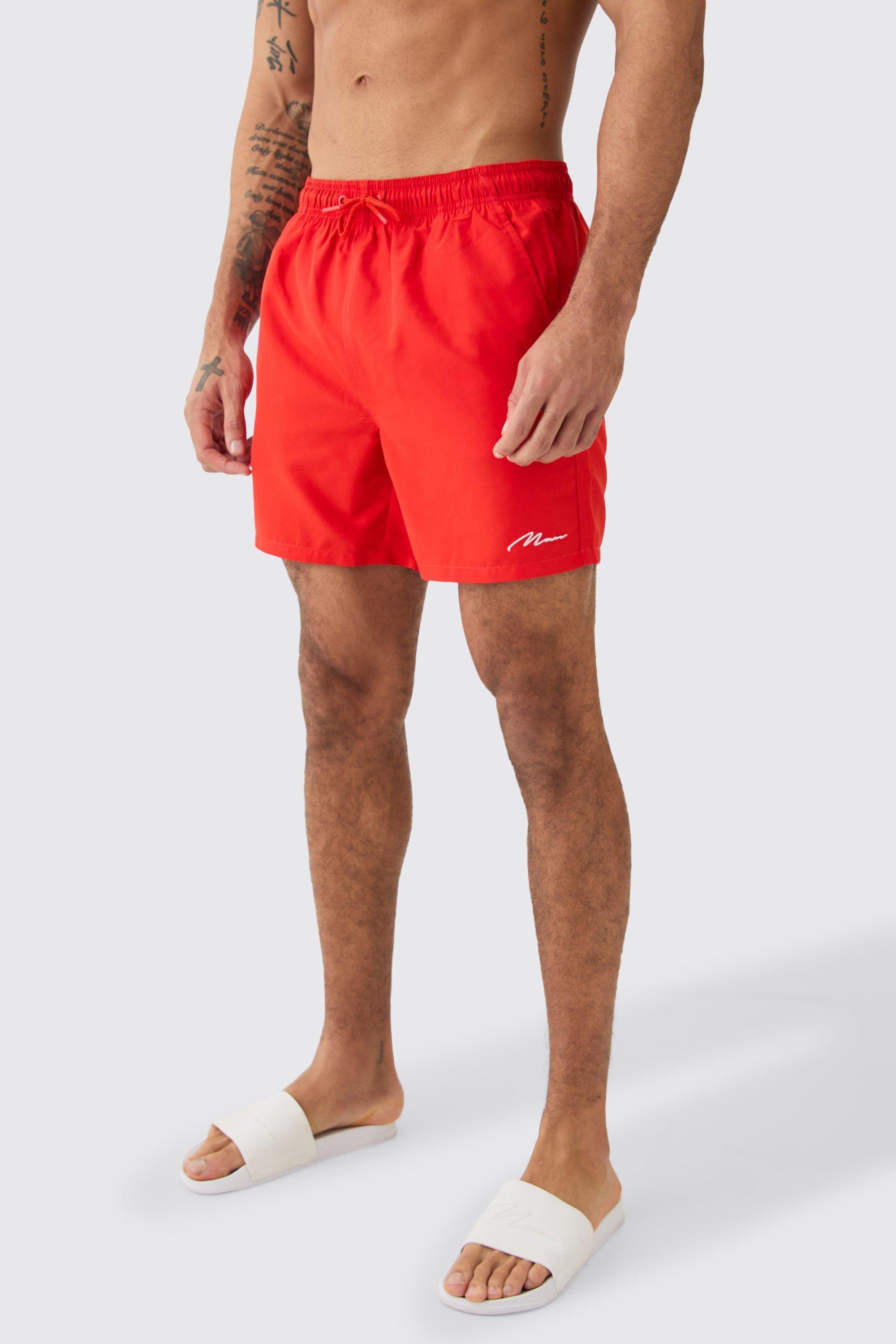 Man Signature Mid Length 2 Pack Swim Short | boohooMAN USA Product Image