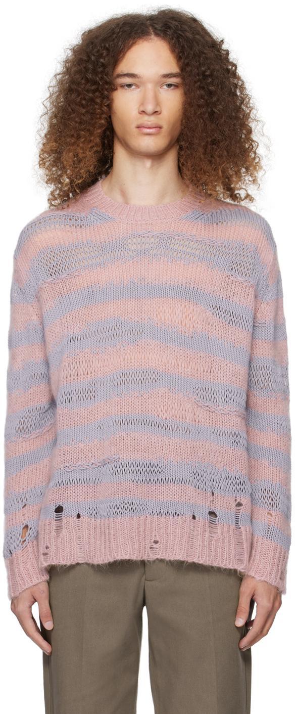 Pink & Purple Distressed Stripe Sweater In Dla Dusty Pink/lilac Product Image