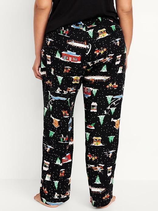 Mid-Rise Printed Flannel Pajama Pants Product Image