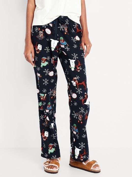 Mid-Rise Printed Flannel Pajama Pants Product Image