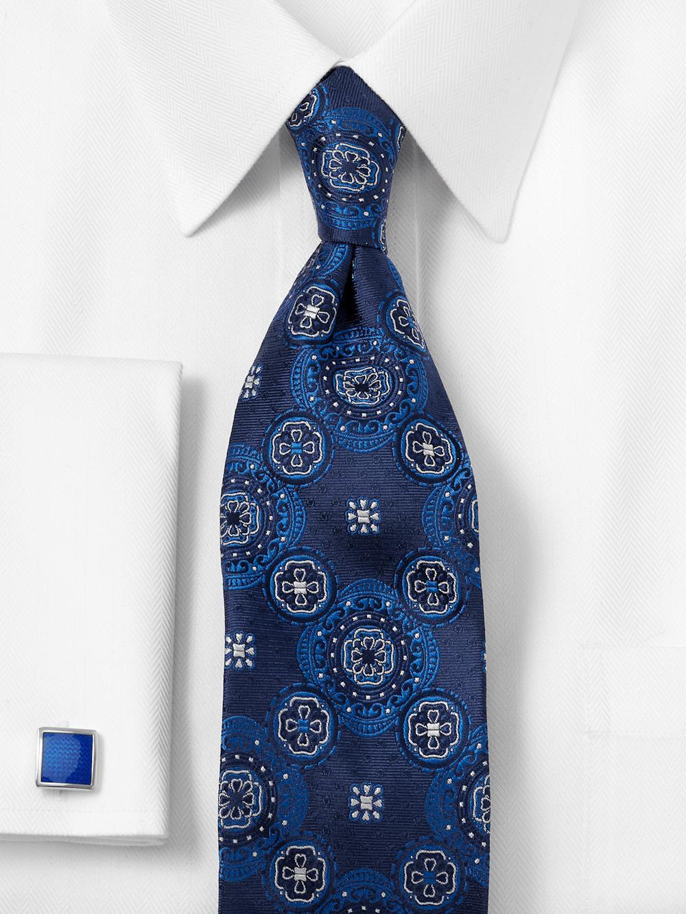 Medallion Woven Silk Tie - Blue Product Image